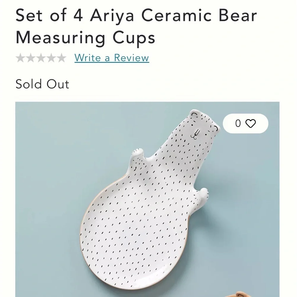 Anthropologie Ariya Ceramic Bear Set of 4 Measuring Cups NEW